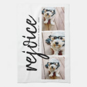 3 Foto mit moderner froher Weihnachtsfreude Geschirrtuch (Vertikal)