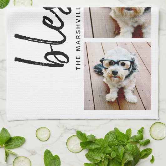 3 Foto mit moderner Kalligraphie - gesegnet Geschirrtuch (Gefaltet)