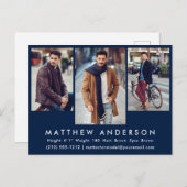 3 Foto Model Actor Foto Comp Card Postcard Blau Postkarte (Vorne/Hinten)