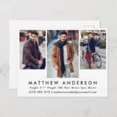 3 Foto Model Actor Foto Comp Card Postkarte Was (Vorne/Hinten)