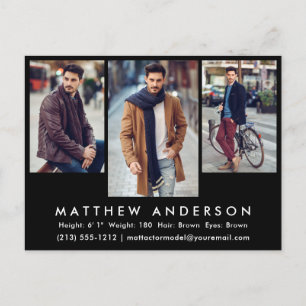 3 Foto Model Actor Foto Comp-Karte Postkarte schwa