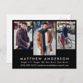 3 Foto Model Actor Foto Comp-Karte Postkarte schwa (Vorne/Hinten)