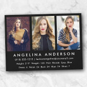 3 Foto Modell-Hauptdarsteller Comp-Karte schwarz Einladung