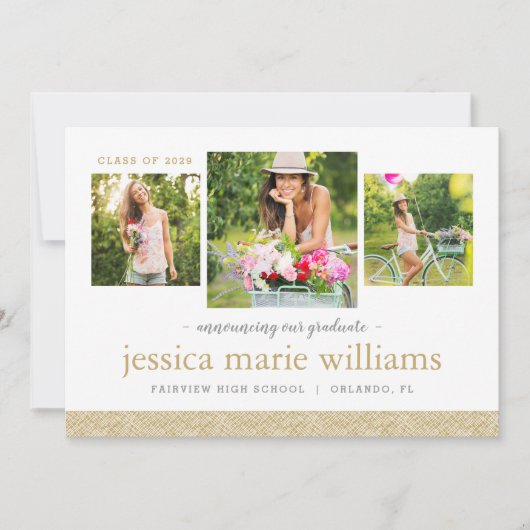 3 Foto Moderne Abschluss Ankündigung (Vorderseite)