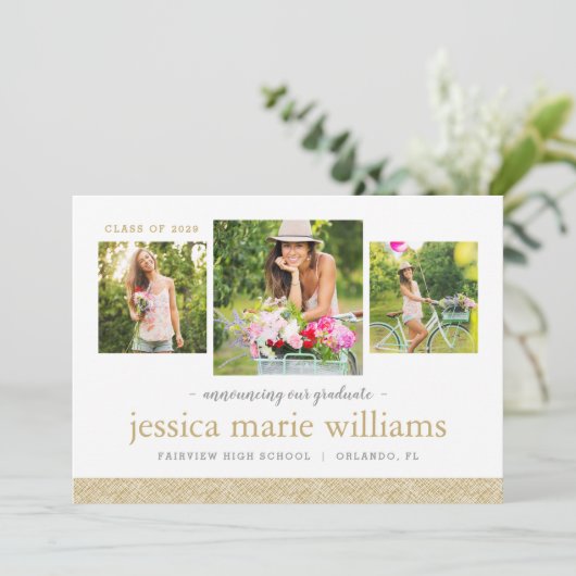 3 Foto Moderne Abschluss Ankündigung (Stehend Vorderseite)