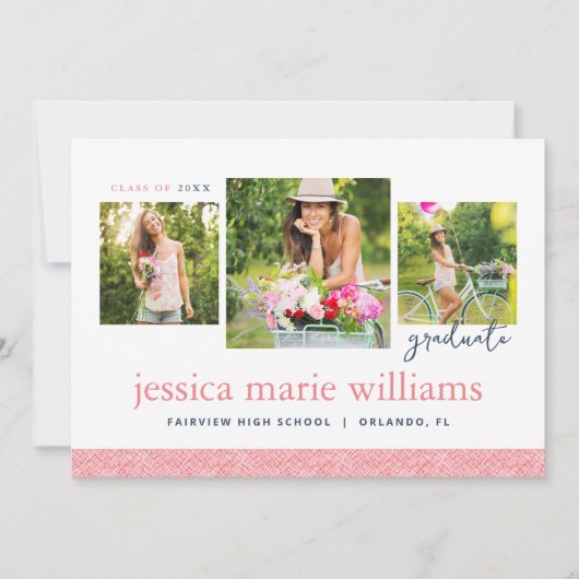 3 Foto Moderne Abschluss Ankündigung (Vorderseite)