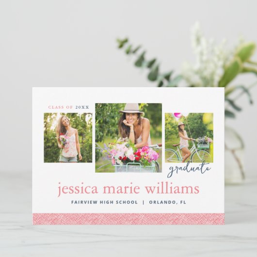 3 Foto Moderne Abschluss Ankündigung (Stehend Vorderseite)