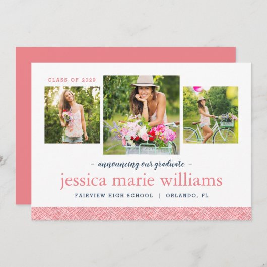 3 Foto Moderne Abschluss Ankündigung (Vorne/Hinten)