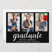 3 Foto Moderne Abschluss-Ankündigungskarte BW Ankündigung (Vorne/Hinten)