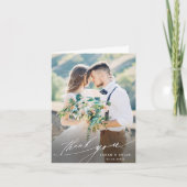 3 Foto Moderne Chic Kalligraphie Hochgeklappt Dankeskarte (Vorderseite)