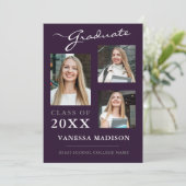 3 Foto Moderne Elegante Lila Abschluss Ankündigung (Stehend Vorderseite)