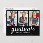 3 Foto Moderne Gold Graduation Party Einladung BW (Vorne/Hinten)