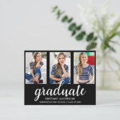 3 Foto Moderne Gold Graduation Party Einladung BW (Stehend Vorderseite)