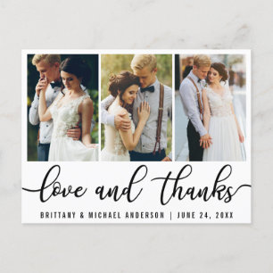 3 Foto Moderne Hochzeitsszeitszitat dank Schwarzer Postkarte