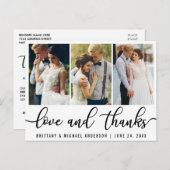 3 Foto Moderne Hochzeitsszeitszitat dank Schwarzer Postkarte (Vorne/Hinten)