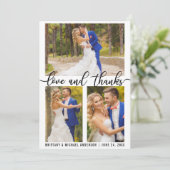 3 Foto Moderne Liebe und Dank Hochzeit Dankeskarte (Stehend Vorderseite)