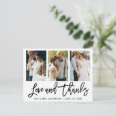 3 Foto Moderne Pinsel Schrift Hochzeit Liebe Danke Postkarte (Stehend Vorderseite)