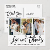 3 Foto Moderne Pinsel Schrift Hochzeit Liebe Danke Postkarte (Vorne/Hinten)