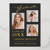 3 Foto Moderne Script Gray Grad Ankündigung (Vorderseite)