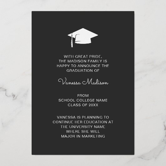3 Foto Moderne Script Gray Grad Ankündigung (Rückseite)