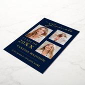 3 Foto Moderne Script Navy Blue Grad Ankündigung (Gedreht)