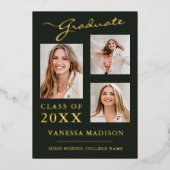 3 Foto Moderne Skriptsprache Grüne Grad Ankündigun Folieneinladung (Vorderseite)