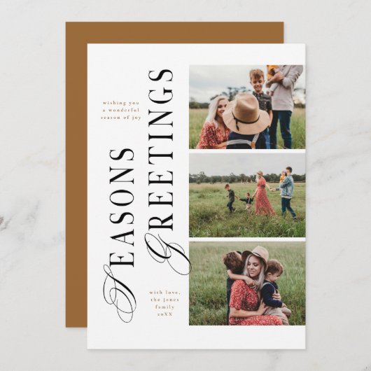 3 Foto Moderner Minimaler Frohe Festtage Einladung (Vorne/Hinten)