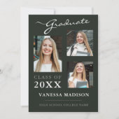 3 Foto Moderner Script Sage Green Abschluss Ankündigung (Vorderseite)