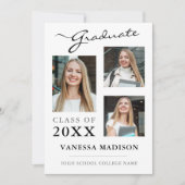 3 Foto Modernes Drehbuch Weiß Eleganter Abschluss Ankündigung (Vorderseite)