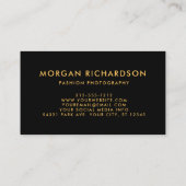 3 Foto-modernes Fotograf-Schwarzes und Gold Visitenkarte (Rückseite)