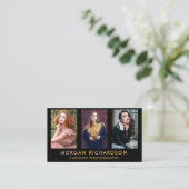 3 Foto-modernes Fotograf-Schwarzes und Gold Visitenkarte (Stehend Vorderseite)