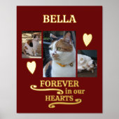 3 Foto Name Haustiere für immer Gedenkgold burgund Foliendrucke (Vorderseite)