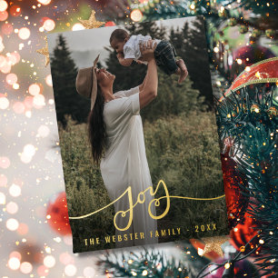 3 Foto Navy Blau Golden Joy Pinsel Schrift Gold Folien Feiertagskarte