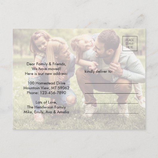 3 Foto Neue Zuhause Sweet Zuhause Änderung der Adr Ankündigungspostkarte (Rückseite)