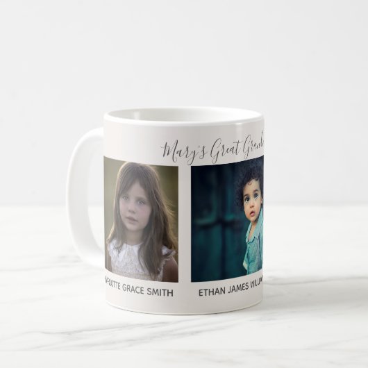 3 Foto Oma's Große Enkel Namen Tasse (Vorderseite Links)