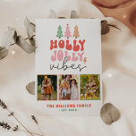 3 Foto Pastel Colors Groovy Retro Feiertagskarte<br><div class="desc">3 Foto Pastel Colors Groovy Retro Weihnachtskarte</div>