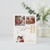 3 Foto Personalisiert Frohe Weihnachtsgrüße Feiertagskarte (Stehend Vorderseite)