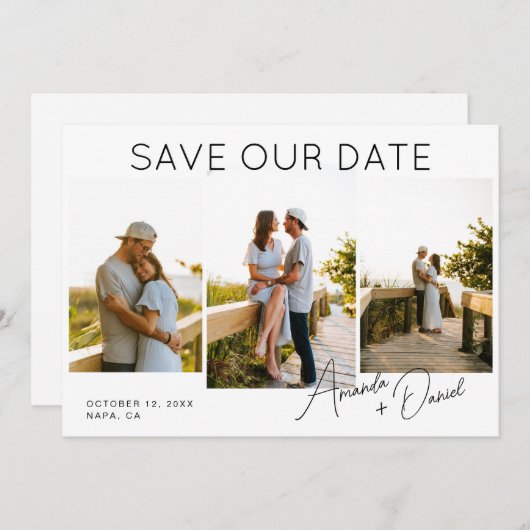 3 Foto QR-Code Hochzeitsszenario Speichern Sie die Einladung (Vorne/Hinten)