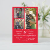 3 Foto Rot - 3x5 Einladung zur Hochzeit (Stehend Vorderseite)