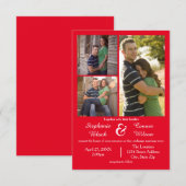 3 Foto Rot - 3x5 Einladung zur Hochzeit (Vorne/Hinten)