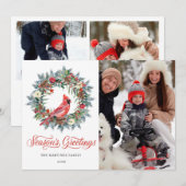 3 FOTO Roter Kardinal Weihnachtsfeiertag Karte (Vorne/Hinten)