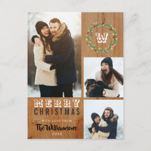 3 Foto Rustikales Holz Weihnachtsfeiertag Gruß Feiertagspostkarte