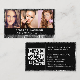 3-Foto-Salon Makeup-Haarstylistin individuell anpa Visitenkarte