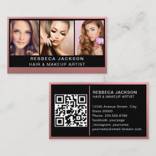 3-Foto-Salon Makeup-Haarstylistin individuell anpa Visitenkarte