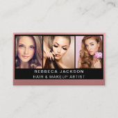 3-Foto-Salon Makeup-Haarstylistin individuell anpa Visitenkarte (Vorderseite)