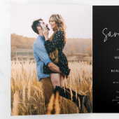 3 Foto Script Hochzeit speichern Dreifach Gefaltete Ankündigung (Innen Erste Seite)