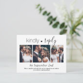 3 Foto Simple Script Elegant Wedding Kindly UAWG Einladungspostkarte (Stehend Vorderseite)