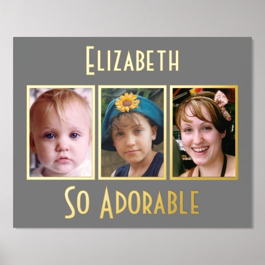 3 Foto so schmeichelhaft Name Graugold hinzufügen Foliendrucke (Vorderseite)