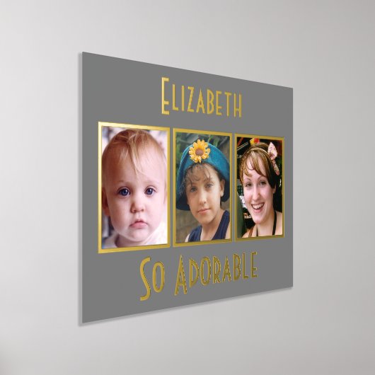 3 Foto so schmeichelhaft Name Graugold hinzufügen Foliendrucke (Ablage )