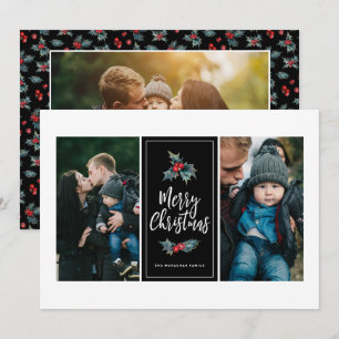 3 Foto Stilvoll gestrichen Christmas Black Feiertagskarte